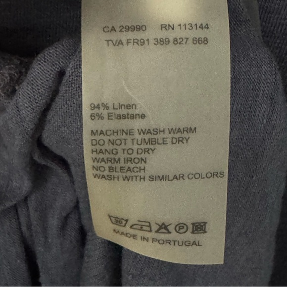 MAJESTIC FILATURES Deluxe Teeshirt Slub Linen Boatneck Elbow Sleeve Blue Size XL - Picture 13 of 13